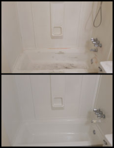 Different photos of bathtub