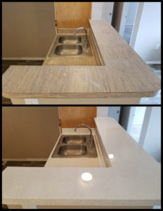 Before and after images of kitchen sink