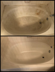 Before and after images of a bathtub