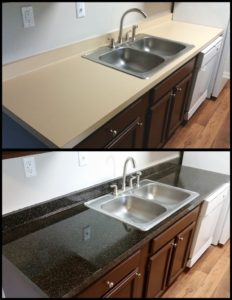 Gray and white kitchen countertops
