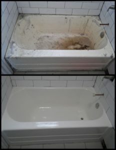 Stained and bright bathtub