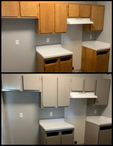 Cabinets on the kitchen